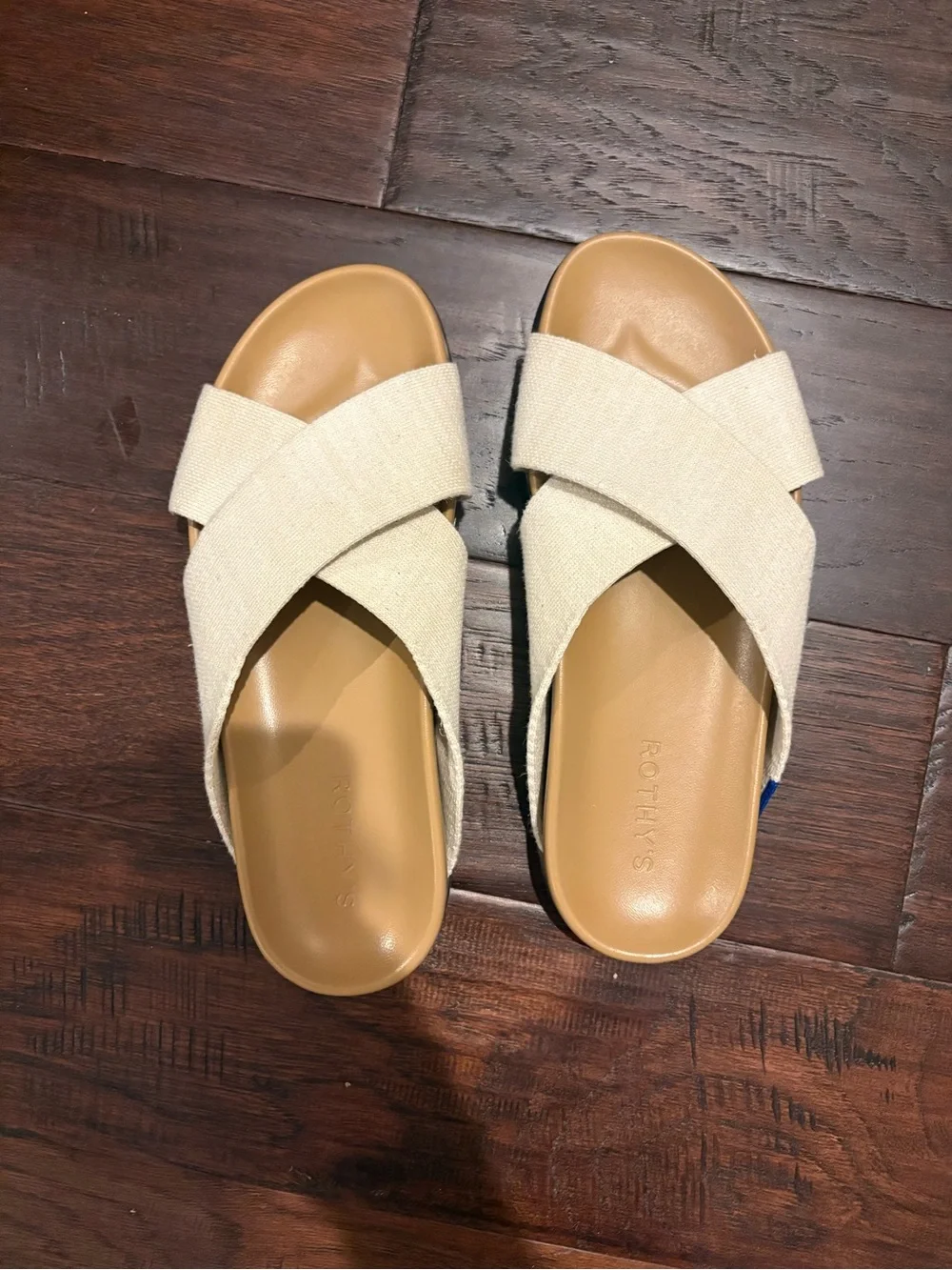 Rothy's The Weekend Slide — Cream Crossband Slide Sandals